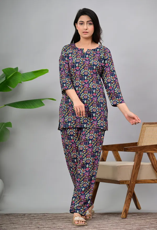 Ayush_Textiles_Women_Printed_Blue_Night_Suit_Set