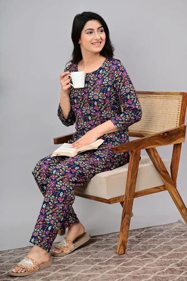 Ayush_Textiles_Women_Printed_Blue_Night_Suit_Set