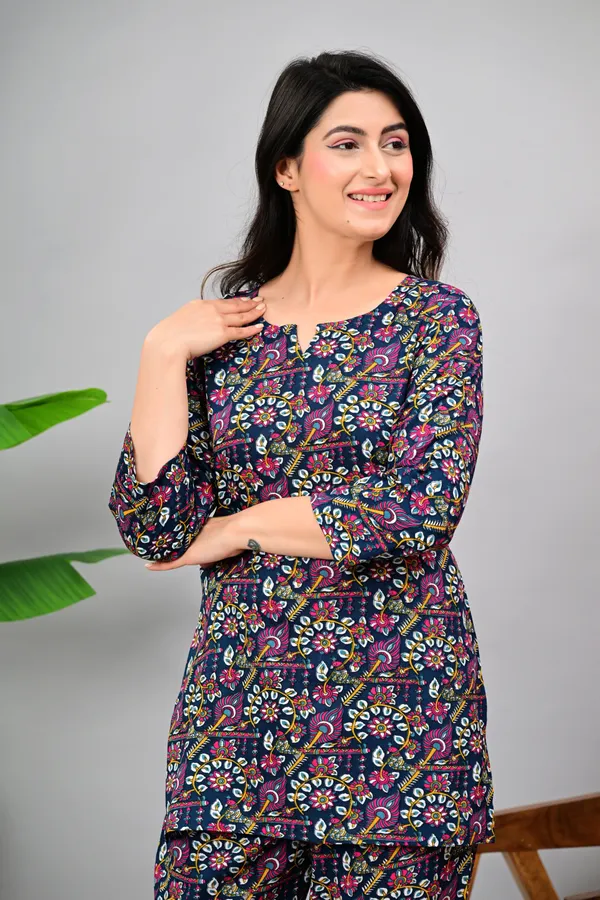 Ayush_Textiles_Women_Printed_Blue_Night_Suit_Set