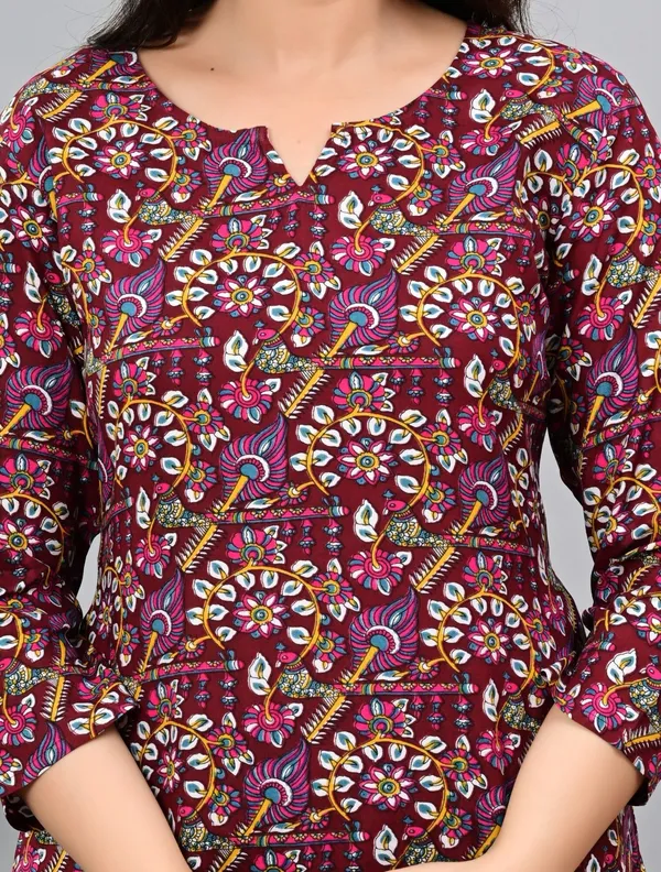 Ayush_Textiles_Women_Printed_Maroon_Night_Suit_Set