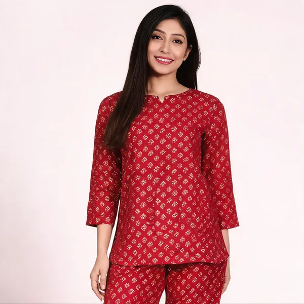 Ayush_Textiles_Women_Floral_Print_Red_Top_&_Pyjama_Set
