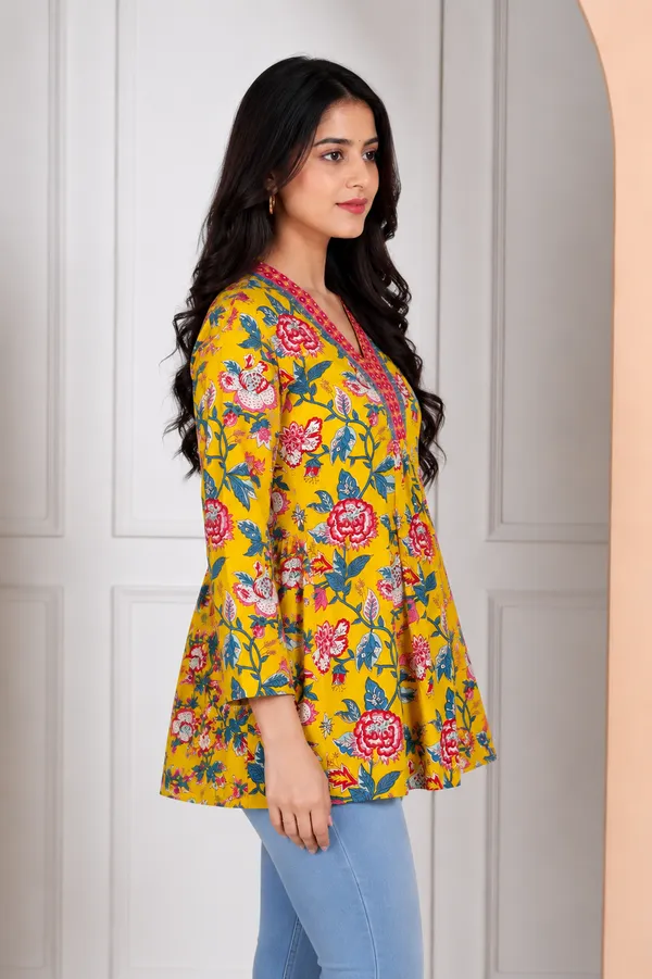 Yellow_Anarkali_Kurti_Cotton_Kurti