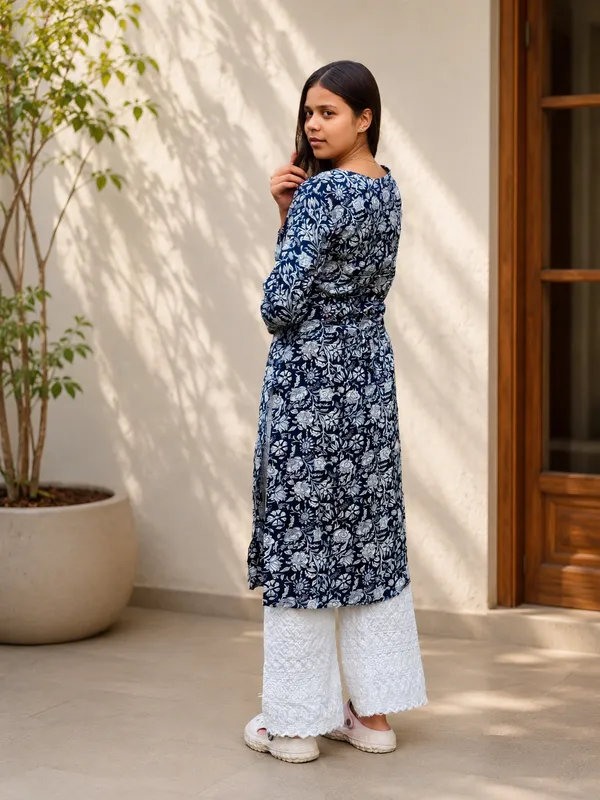 Bibhatsu_Women's_Floral_Printed_A_Line_Kurti_Square_Neck_3_4_Sleeve_Casual_Ethnic_Wear_Cotton_Kurti