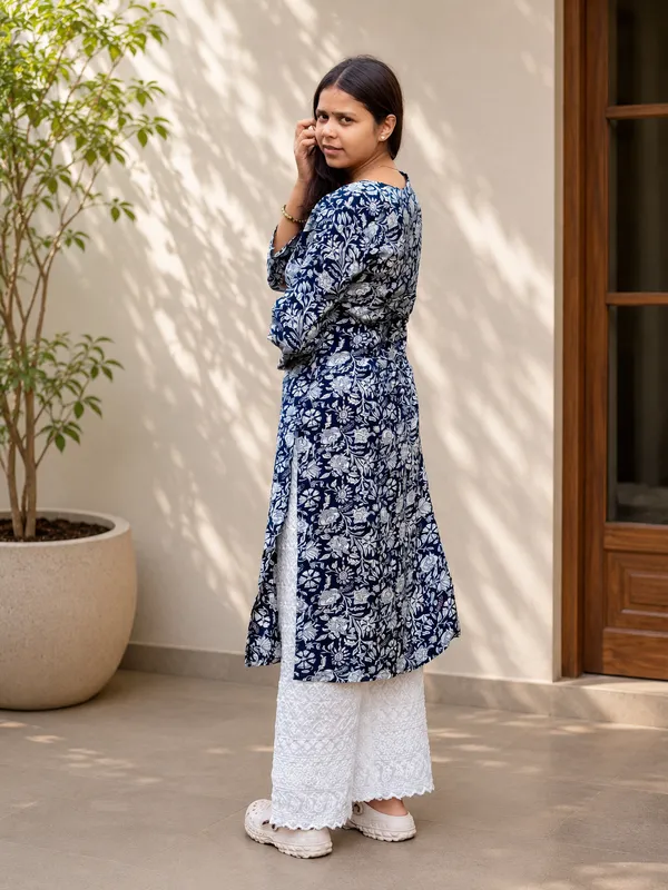 Bibhatsu_Women's_Floral_Printed_A_Line_Kurti_Square_Neck_3_4_Sleeve_Casual_Ethnic_Wear_Cotton_Kurti