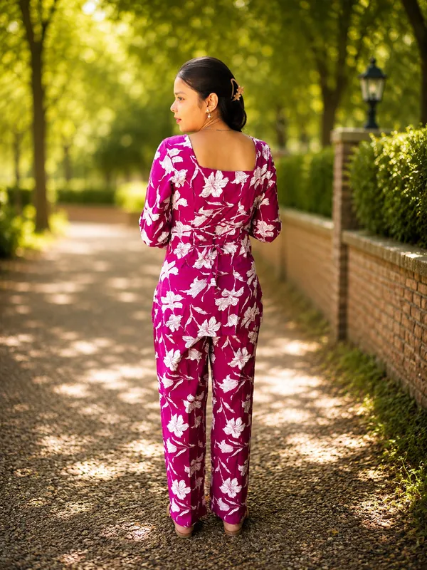Bibhatsu_Women's_Magenta_Floral_Printed_Co_Ord_Set_Premium_Casual_Daily_Wear