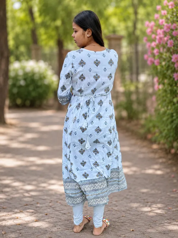 Bibhatsu_Women's_Sky_Blue_Printed_Cotton_Straight_Kurti_3_4_Sleeve_Casual_Office_Wear