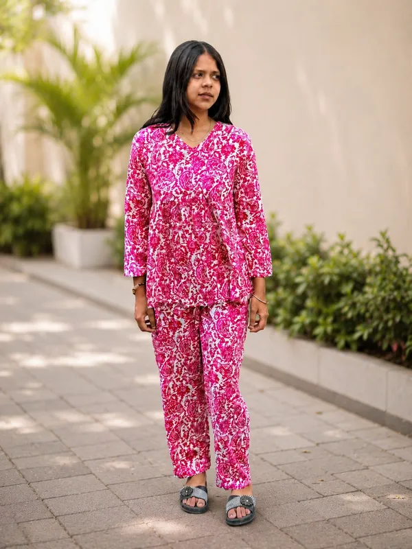 Bibhatsu_Women's_Pink_Paisley_Printed_Cotton_Co_Ord_Set_V_Neck_Regular_Fit_Casual_Office_Wear