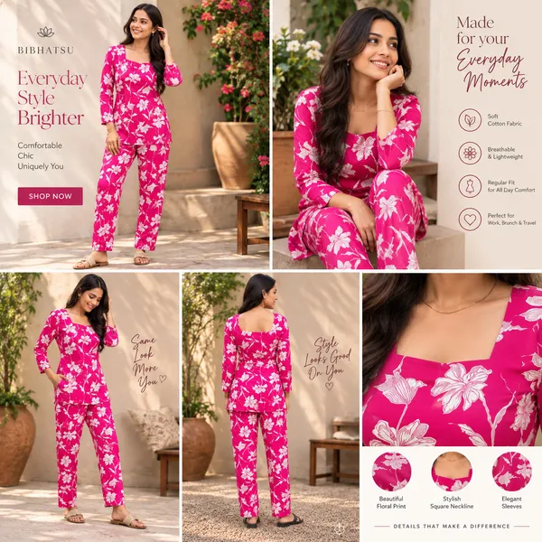 Bibhatsu_Women's_Pink_Floral_Printed_Cotton_Co_Ord_Set_Regular_Fit_Casual_Office_Wear