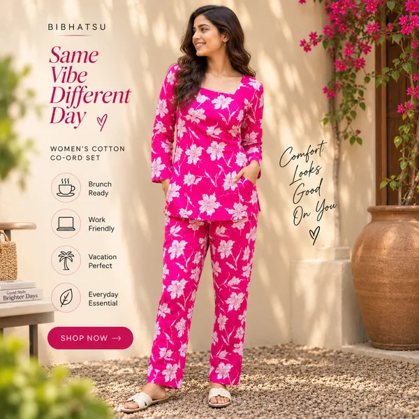 Bibhatsu_Women's_Pink_Floral_Printed_Cotton_Co_Ord_Set_Regular_Fit_Casual_Office_Wear