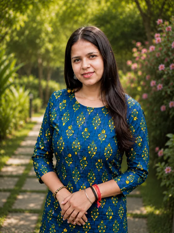 Bibhatsu_Women's_Blue_Printed_Straight_Kurti_with_3/4_Sleeves