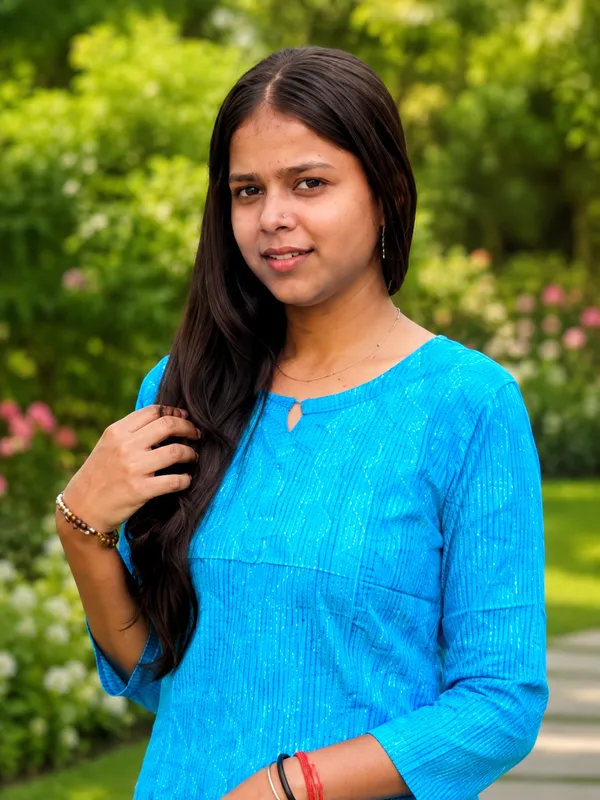 Bibhatsu_Women's_Sky_Blue_Printed_Short_Kurti_3/4_Sleeve