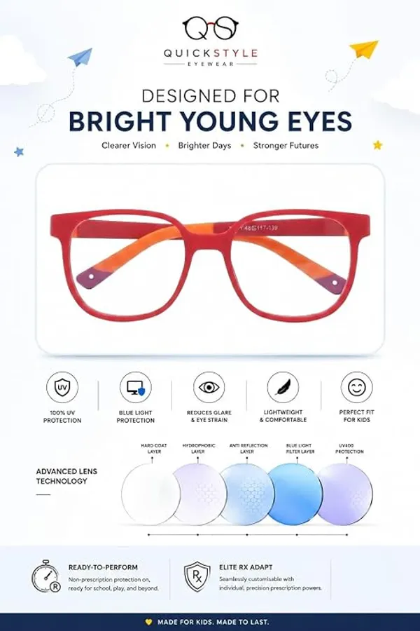 Red_Tr90_Rectangular_Eyeglasses_For_Kids