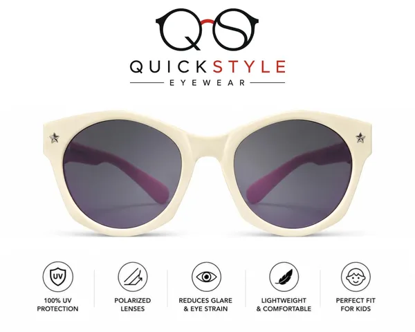 Kids_Polarized_Sunglasses_Cream_White_Pink_Round_Frame_Star_Accent_100_Uv_Protection_Ages_4_12y