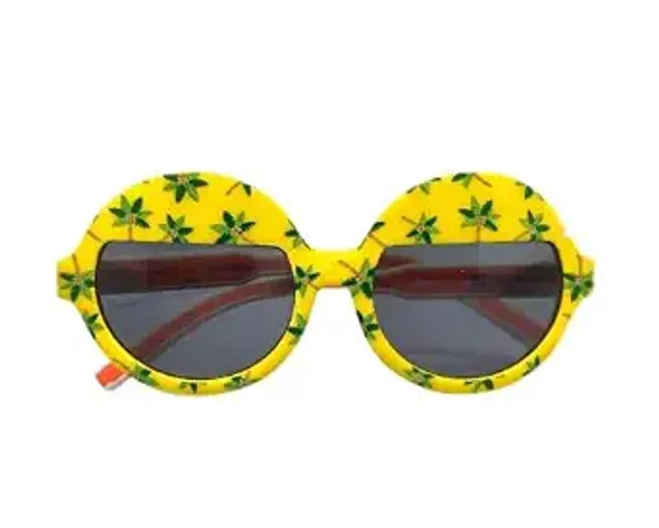 Kids_Polarised_Sunglasses_Yellow_Palm_Tree_Print_Round_Frame_Ages_4_12y