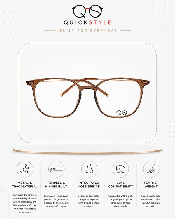 Quickstyle_Brn_Gold_Tr90_Full_Rim_Round_Eyeglass_Frame_Unisex