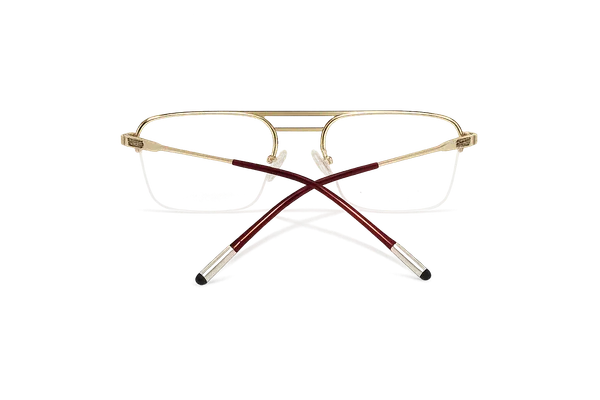 Gold_Metal_Rectangular_Eyeglasses_Burgundy_Temples_For_Men/Women