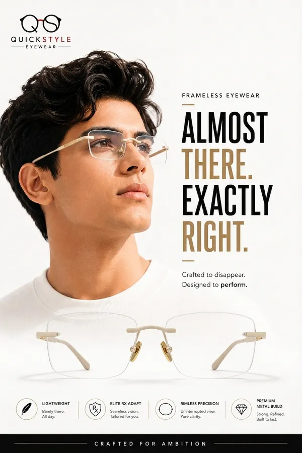 Gold_Metal_Rimless_Rectangular_Eyeglasses_For_Men/Women
