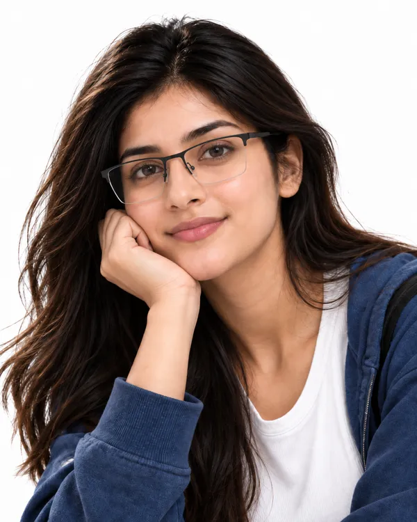 Black_Metal_Half_Rim_Rectangle_Eyeglass_Frame_For_Unisex