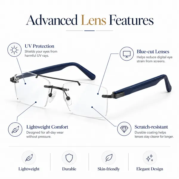 QUICKSTYLE_Rimless_Rectangle_Double_bar_Frame