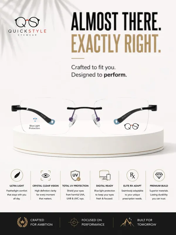 Black_Metal_Rimless_Rectangular_Eyeglasses_For_Men/Women