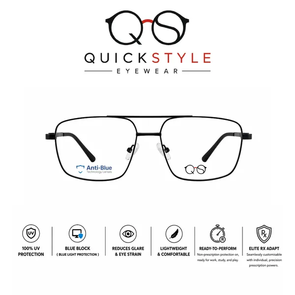 Black_Metal_Rectangular_Eyeglasses_For_Men/Women