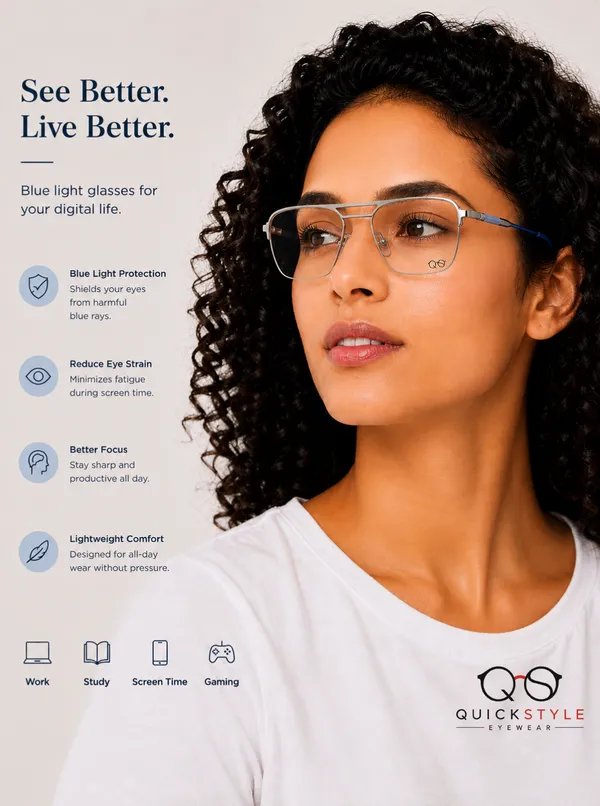 Silver_Metal_Rectangular_Eyeglasses_Blue_Temples_For_Men/Women