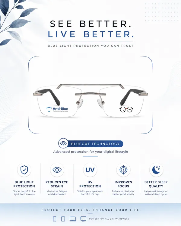 QUICKSTYLE_Rimless_Rectangle_Double_bar_Frame
