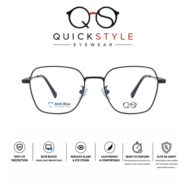 Black_Gold_Metal_Rectangular_Eyeglasses_For_Men/Women