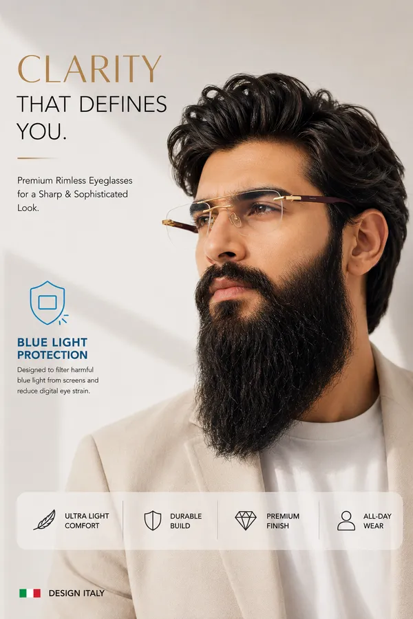 Quickstyle_Rimless_Rectangle/_Avaitor_Double_Bar_Frame_Golden