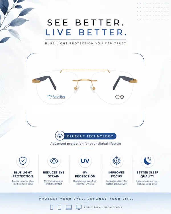 Quickstyle_Rimless_Rectangle/_Avaitor_Double_Bar_Frame_Golden