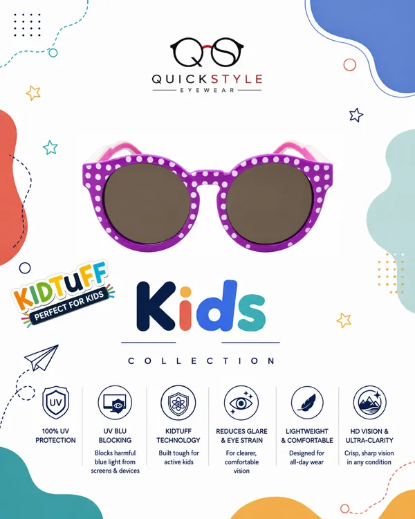 Quickstyle_Eyewear_Kids'_Blue-Blocking_Sunglasses,_Purple_with_White_Polka_Dot,_Round_Frame,_Ages_4-12Y