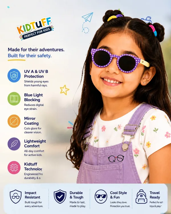 Quickstyle_Eyewear_Kids'_Blue-Blocking_Sunglasses,_Purple_with_White_Polka_Dot,_Round_Frame,_Ages_4-12Y