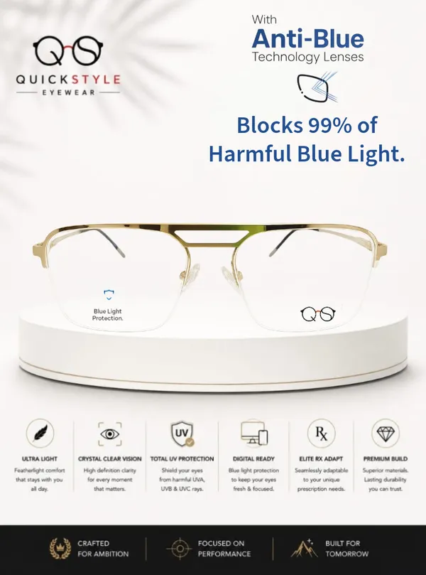 Gold_Metal_Rectangular_Eyeglasses_Burgundy_Temples_For_Men/Women