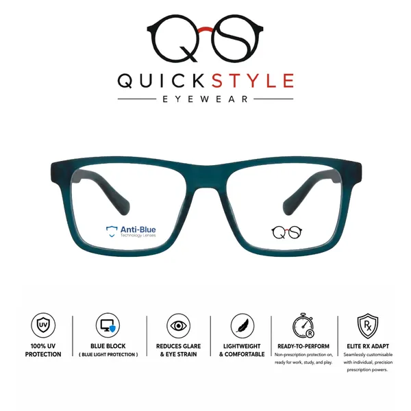 TR90_Rectangular_Eyeglasses_Blue_Green_For_Men/Women