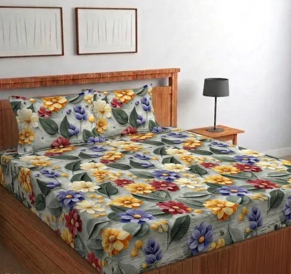 11D_Printed_Glace_Cotton_Floral_Print_Double_Bedsheet_With_Pillow_Covers