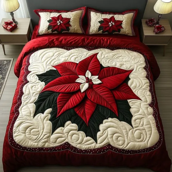 11D_Printed_Glace_Cotton_Traditional_Red_Floral_Quilted_Bedsheet