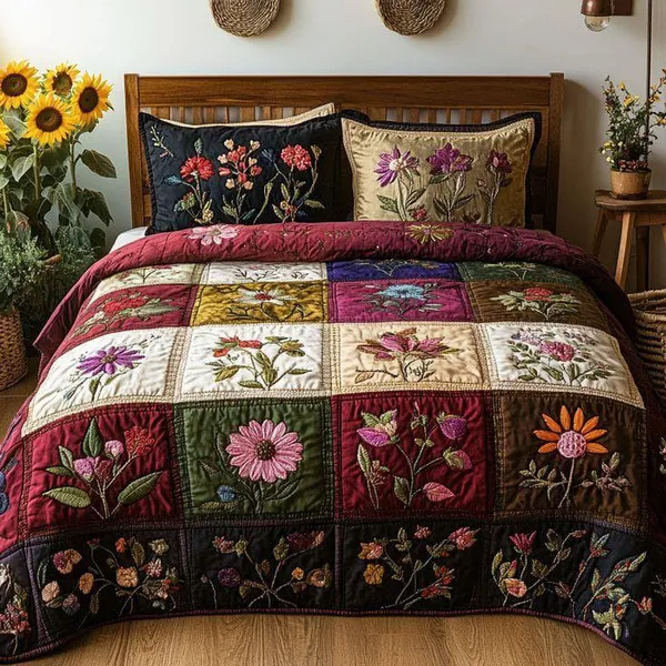 11D_Printed_Glace_Cotton_Floral_Patchwork_Embroidered_Bedsheet
