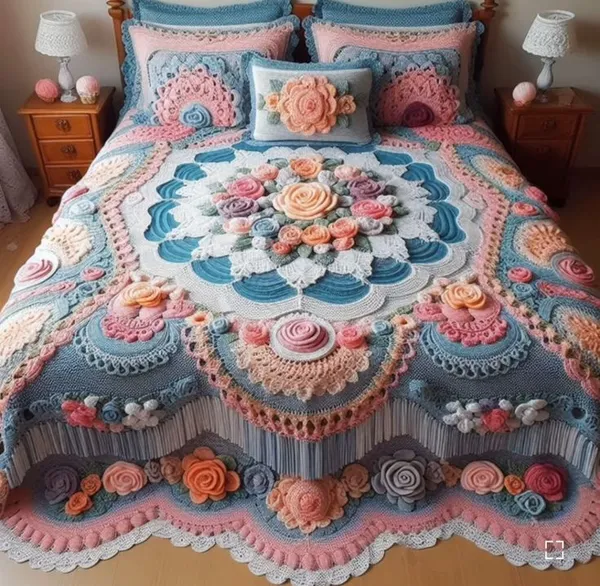 11D_Printed_Glace_Cotton_Bohemian_Crochet_Pastel_Floral_Bedsheet