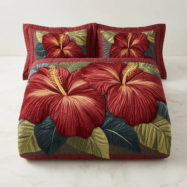 11D_Printed_Glace_Cotton_Tropical_Burgundy_Floral_Quilted_Bedsheet