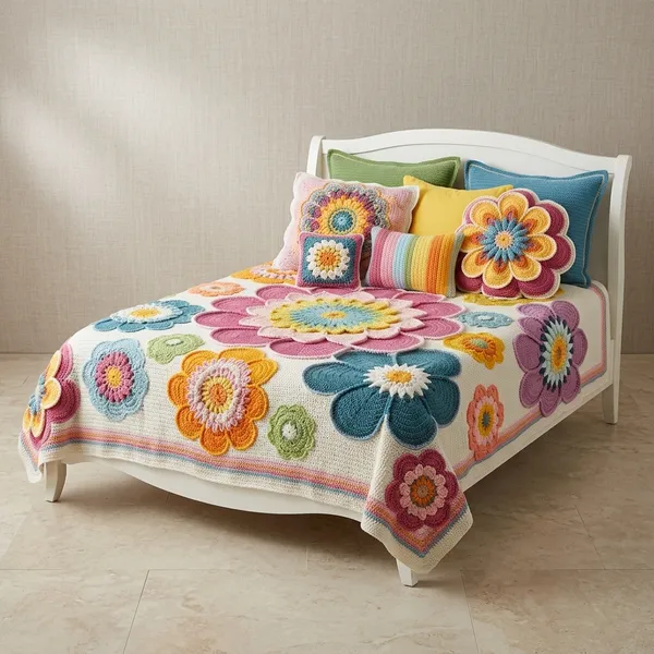 11D_Printed_Glace_Cotton_Bohemian_Multicolour_Textured_Floral_Bedsheet