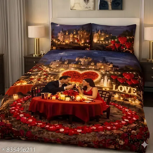 11D_Printed_Glace_Cotton_Romantic_Love_Print_Bedsheet_Set