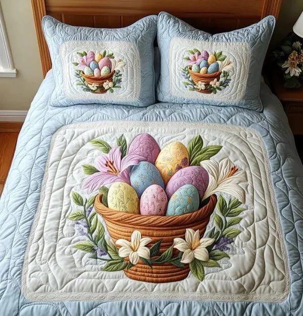 11D_Printed_Glace_Cotton_Quilted_Easter_Egg_Basket_Floral_Bedsheet