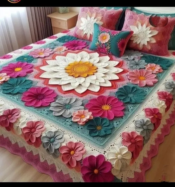 11D_Printed_Glace_Cotton_Floral_Applique_Quilted_Bedsheet