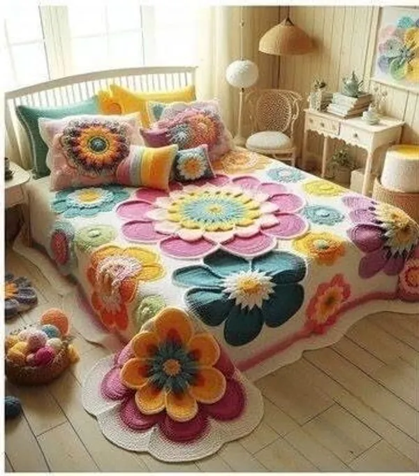 11D_Printed_Glace_Cotton_Bohemian_Multicolour_Textured_Floral_Bedsheet