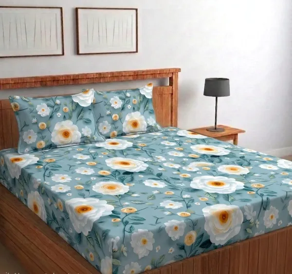 11D_Printed_Glace_Cotton_Blue_Floral_Print_Double_Bedsheet