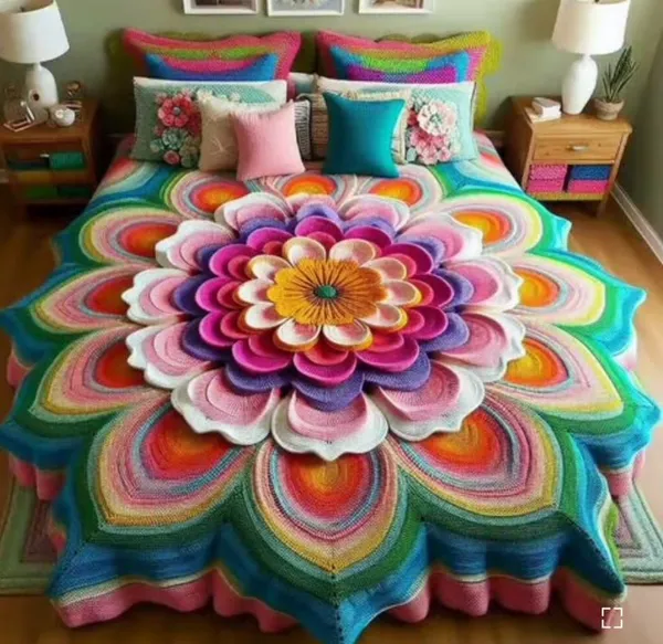 11D_Printed_Glace_Cotton_Multicolour_Floral_Mandala_Pattern_Bedsheet