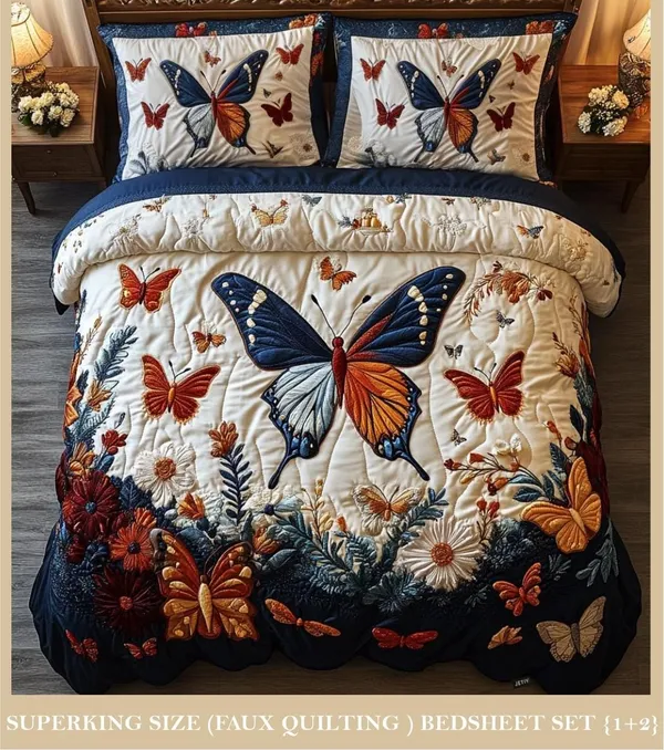 11D_Printed_Glace_Cotton_Butterfly_Floral_Print_Super_King_Bedsheet_Set