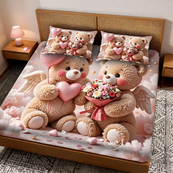 11D_Printed_Glace_Cotton_Valentine_Teddy_Bear_Print_Bedsheet