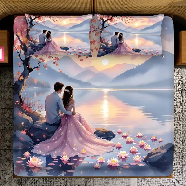 11D_Printed_Glace_Cotton_Romantic_Couple_Scenic_Print_Bedsheet
