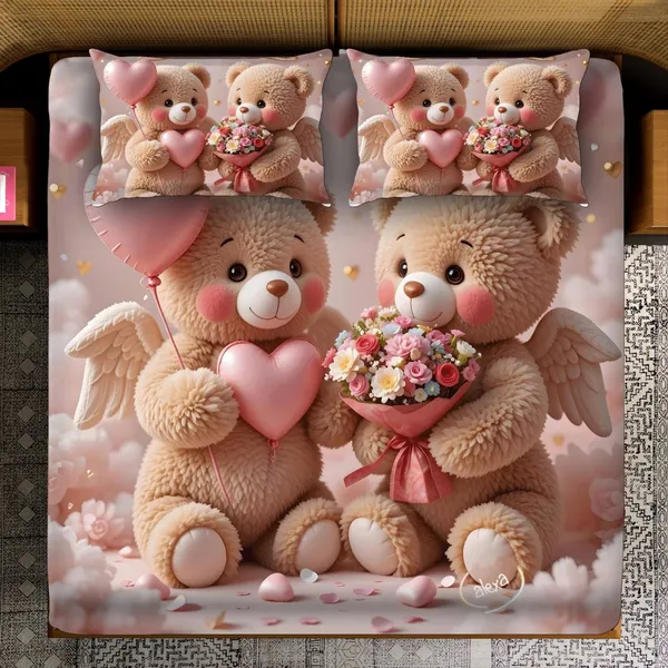 11D_Printed_Glace_Cotton_Valentine_Teddy_Bear_Print_Bedsheet